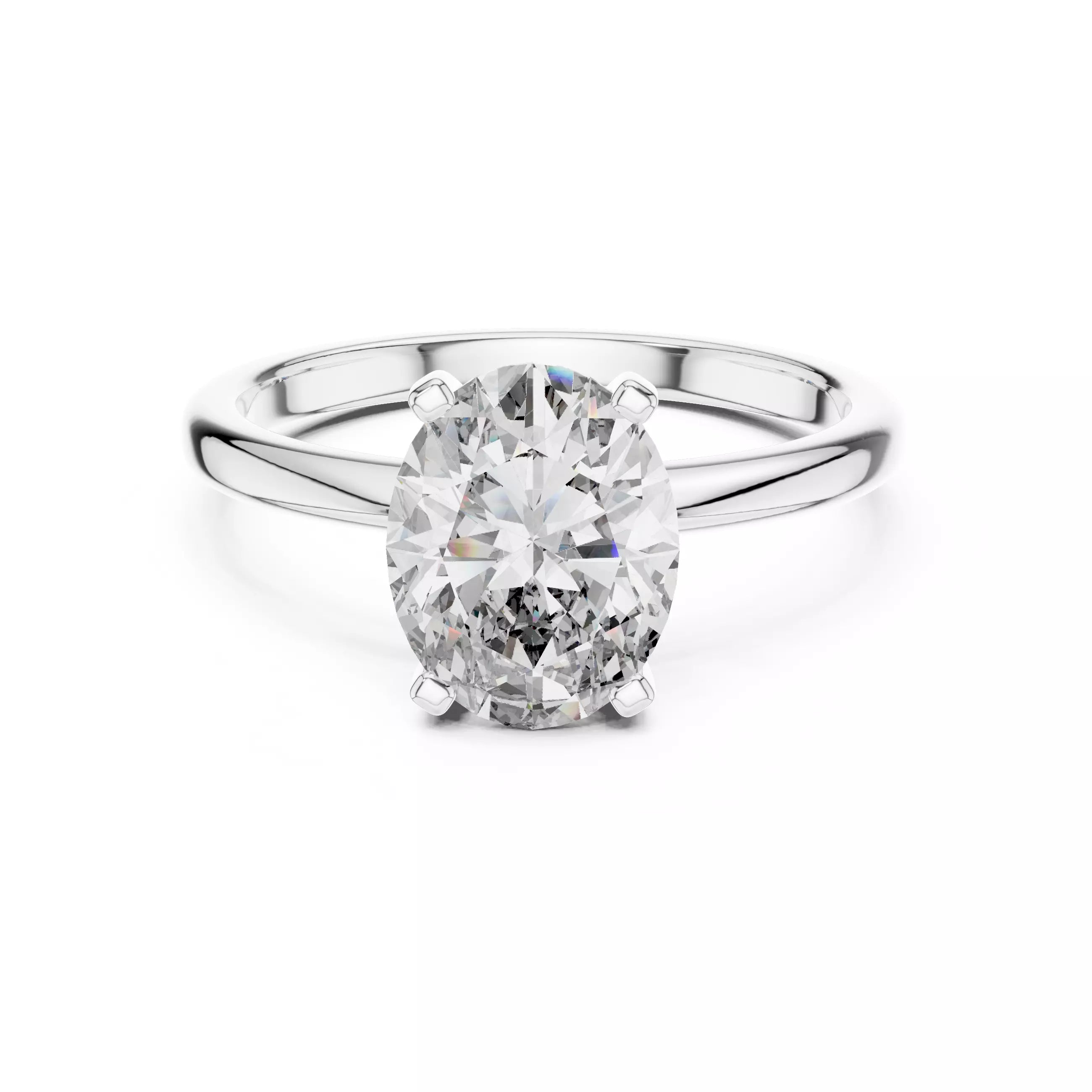 Solitaire 9x7mm Oval Cut Diamond Wedding Ring - White Gold