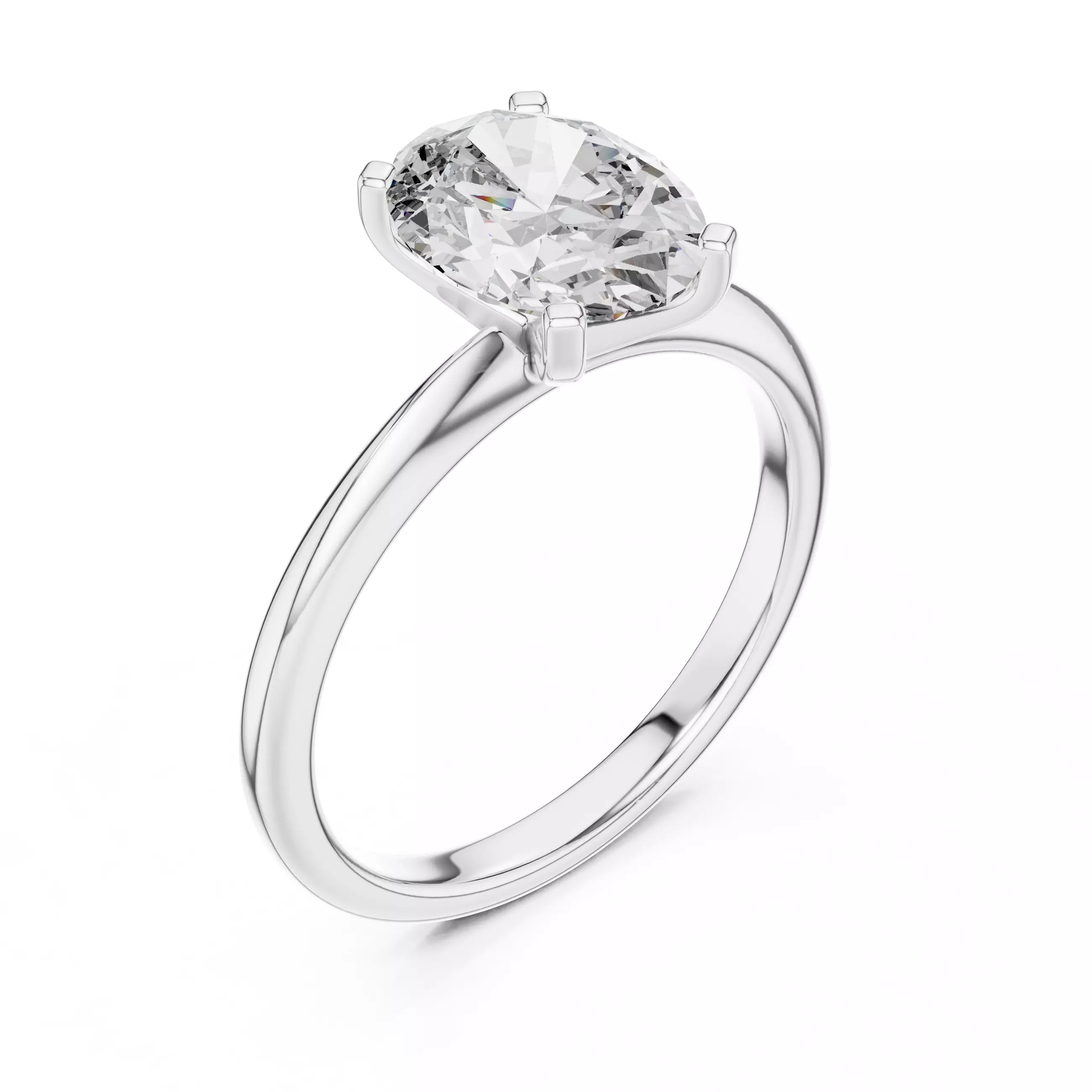 Solitaire 9x7mm Oval Cut Diamond Wedding Ring - White Gold