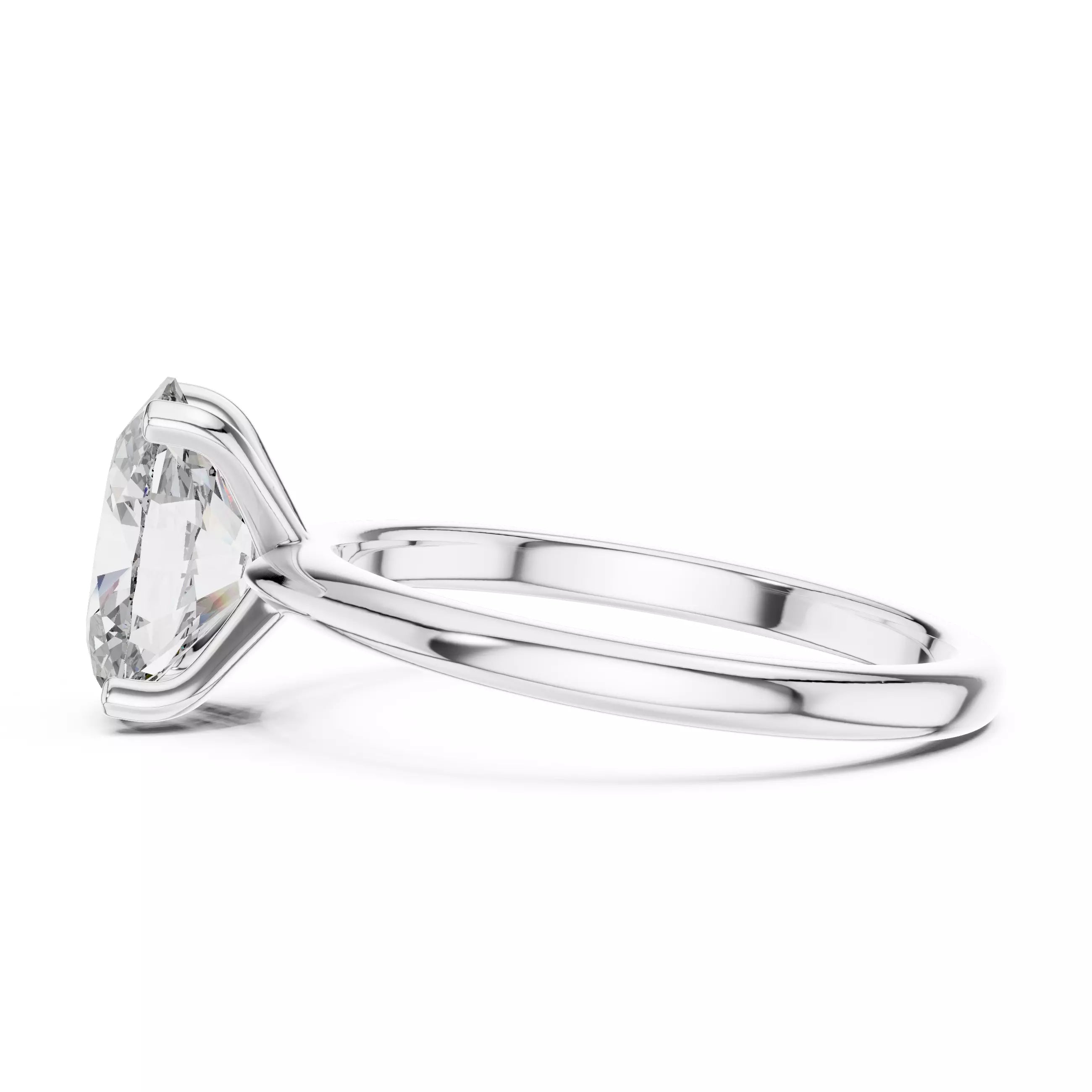 Solitaire 9x7mm Oval Cut Diamond Wedding Ring - White Gold