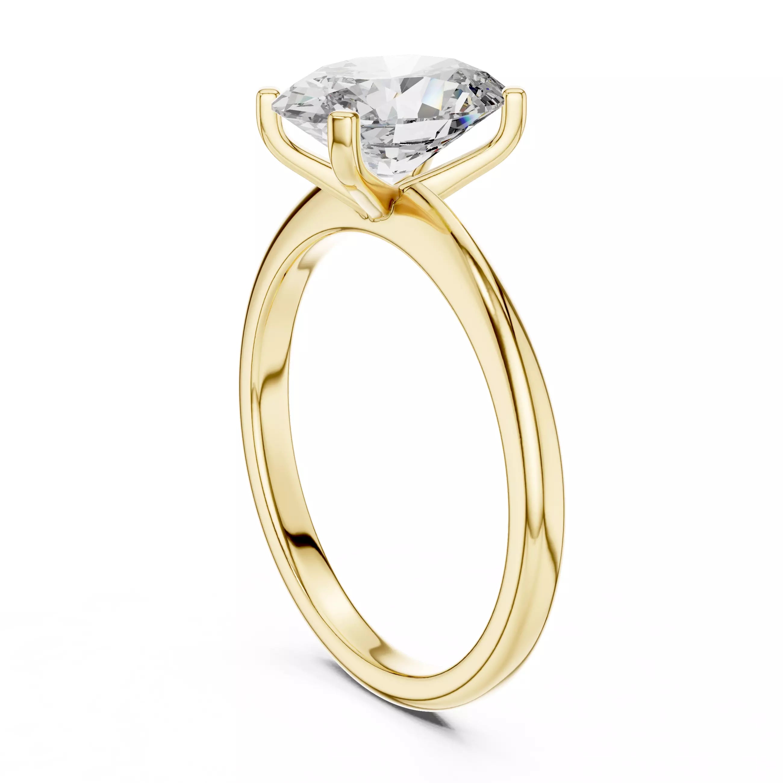 Solitaire 9x7mm Oval Cut Diamond Wedding Ring - Yellow Gold