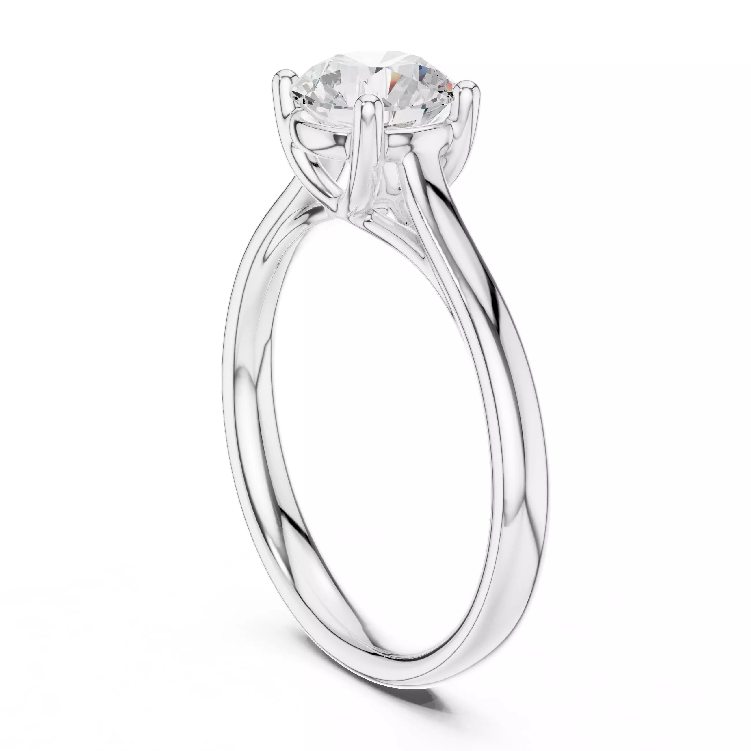 Solitaire 1.1ct Round Cut Crossover Engagement Ring in White Gold - side view