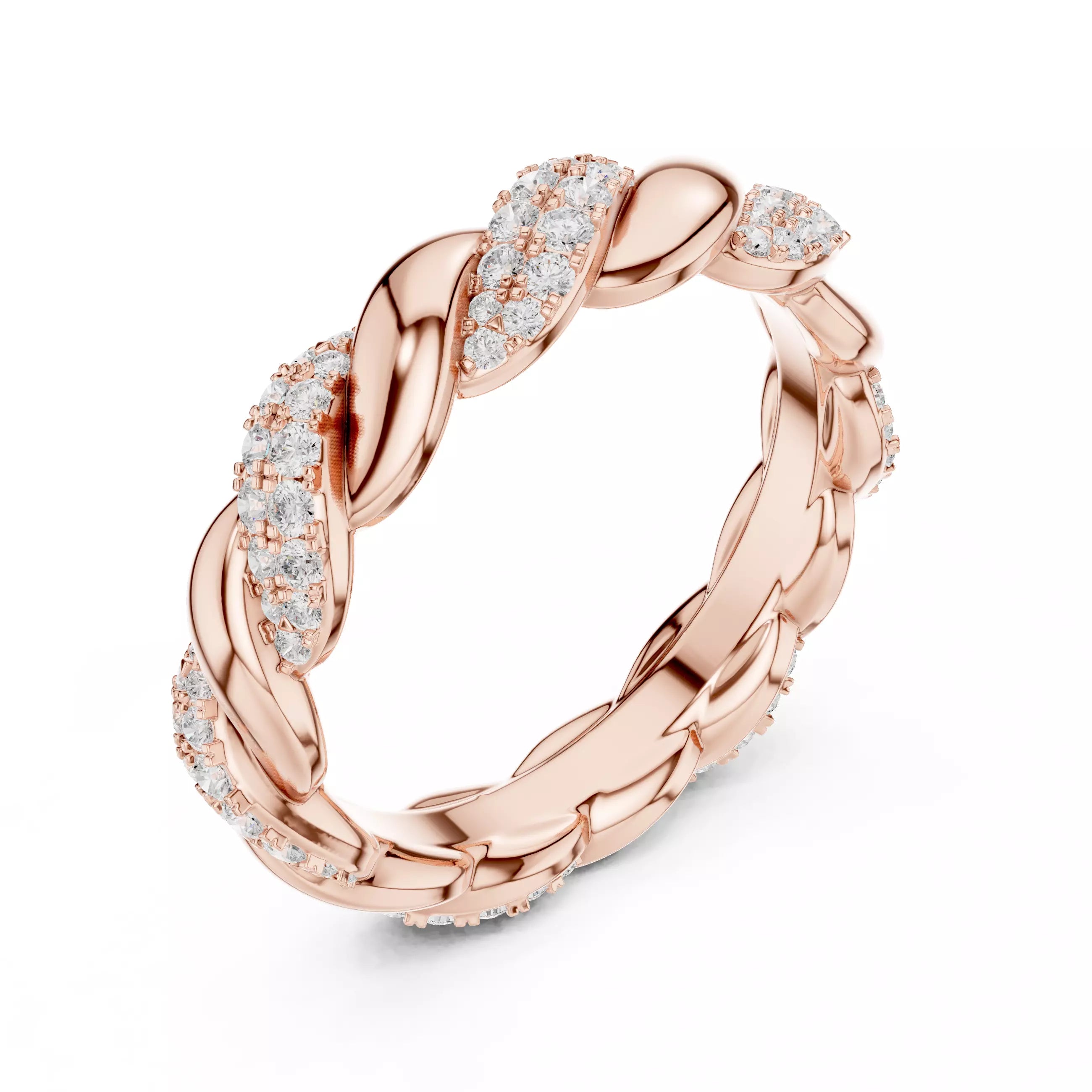 Eternity Band Ring in Rose Gold - angle view