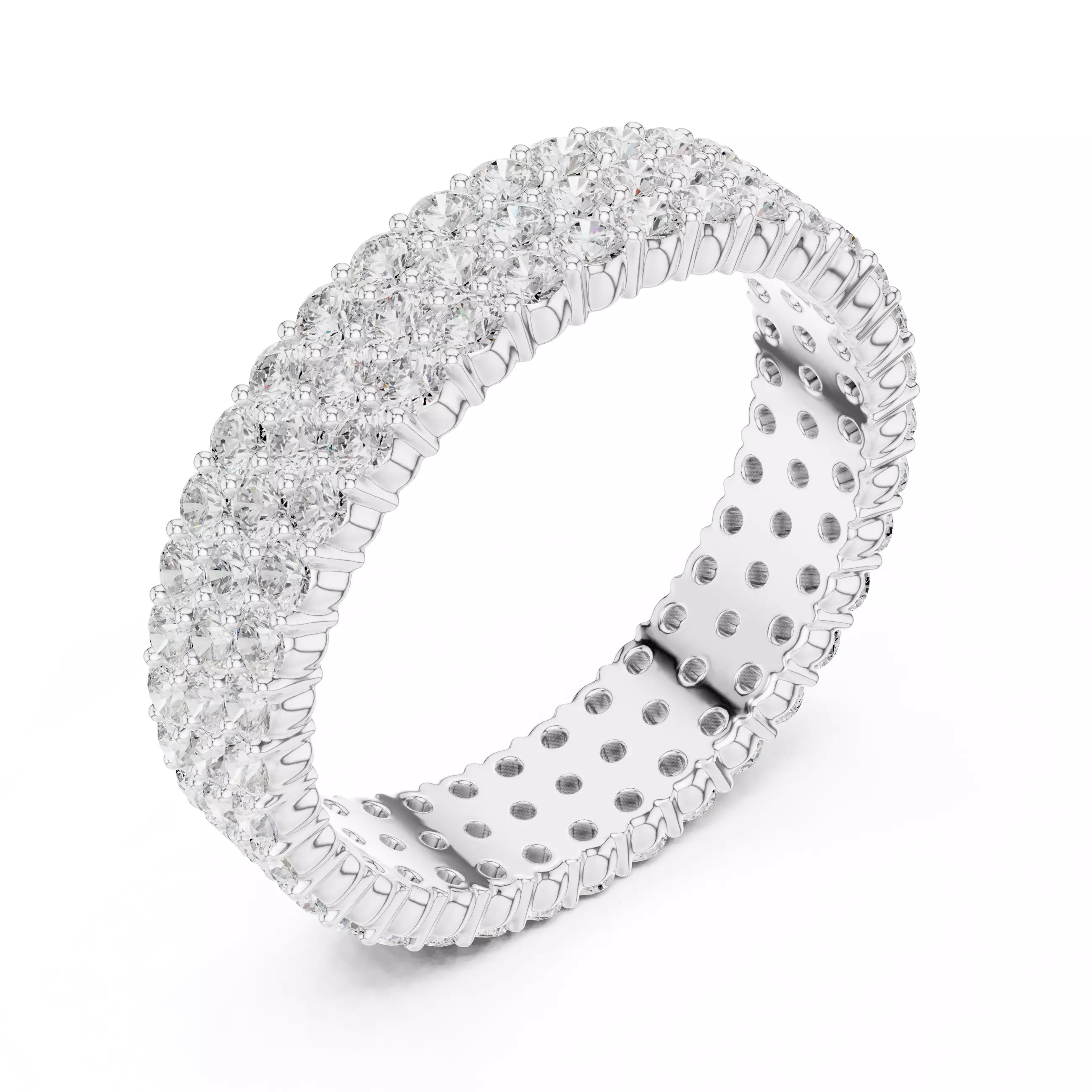 Eternity Band Ring in White Gold - side view