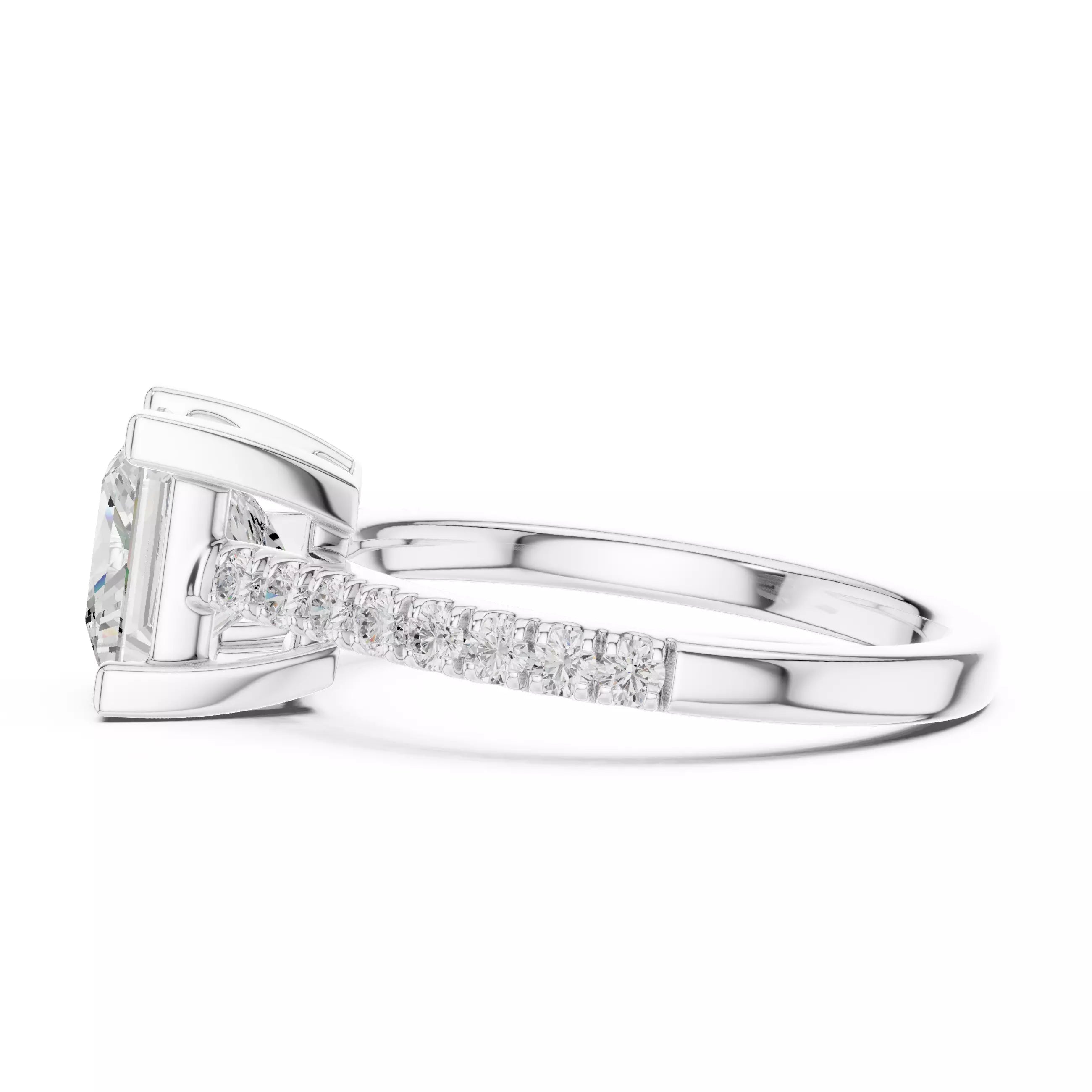 2ct Princess Cut Diamond Engagement Wedding Ring in White Gold - detail view