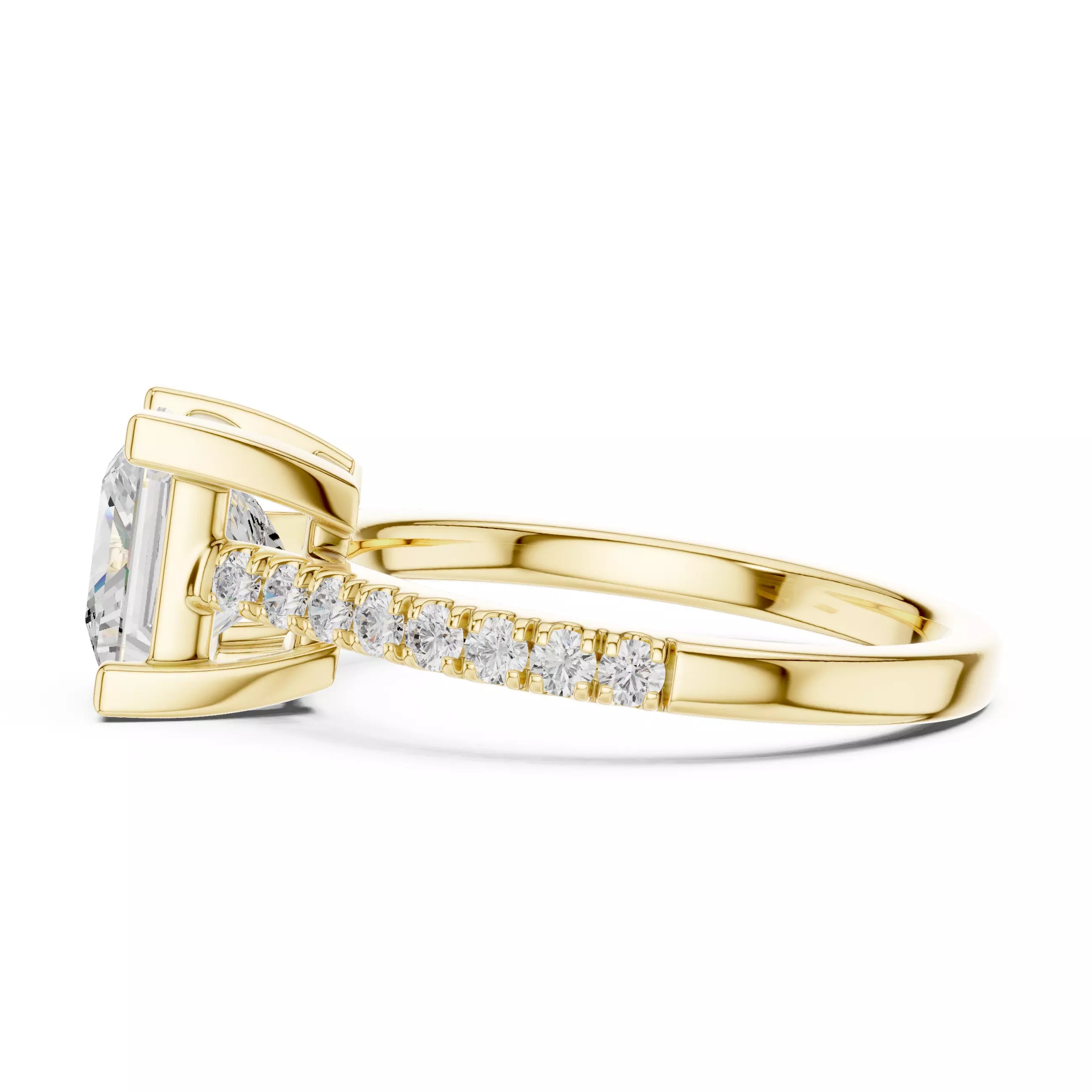 2ct Princess Cut Diamond Engagement Wedding Ring in Yellow Gold - detail view