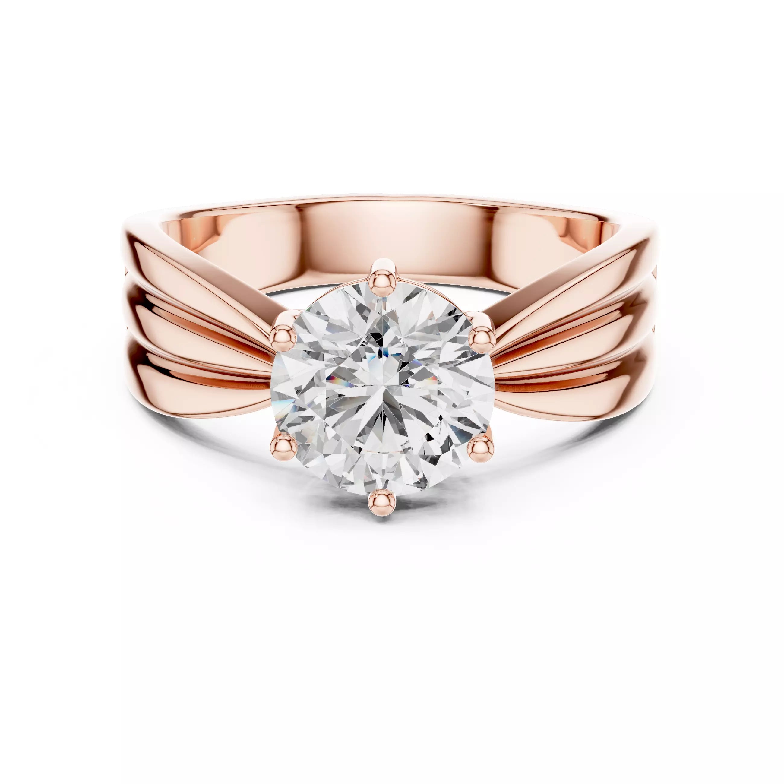 1.25ct Round Cut Solitaire Diamond Engagement Ring in Rose Gold - front view