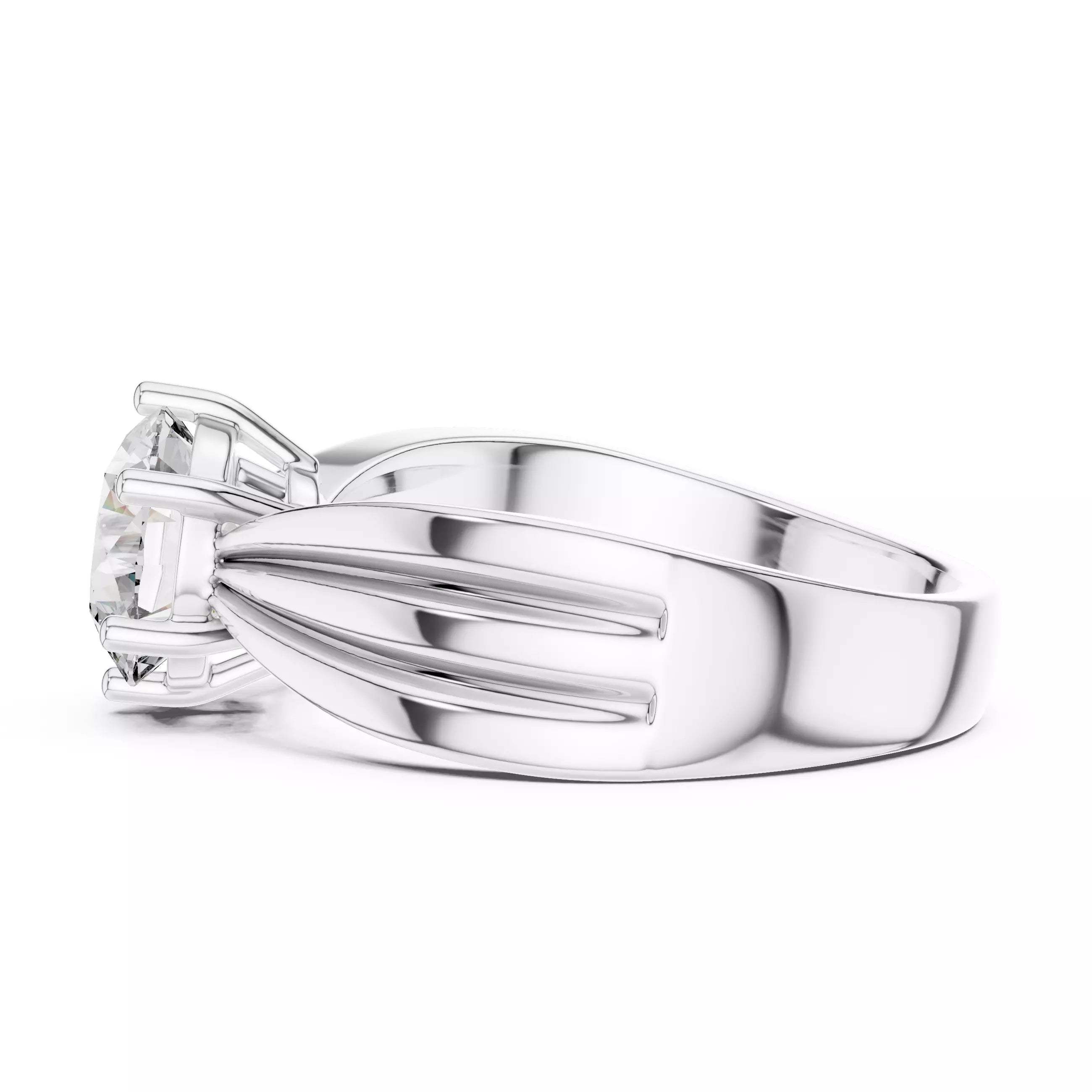 1.25ct Round Cut Solitaire Diamond Engagement Ring in White Gold - detail view