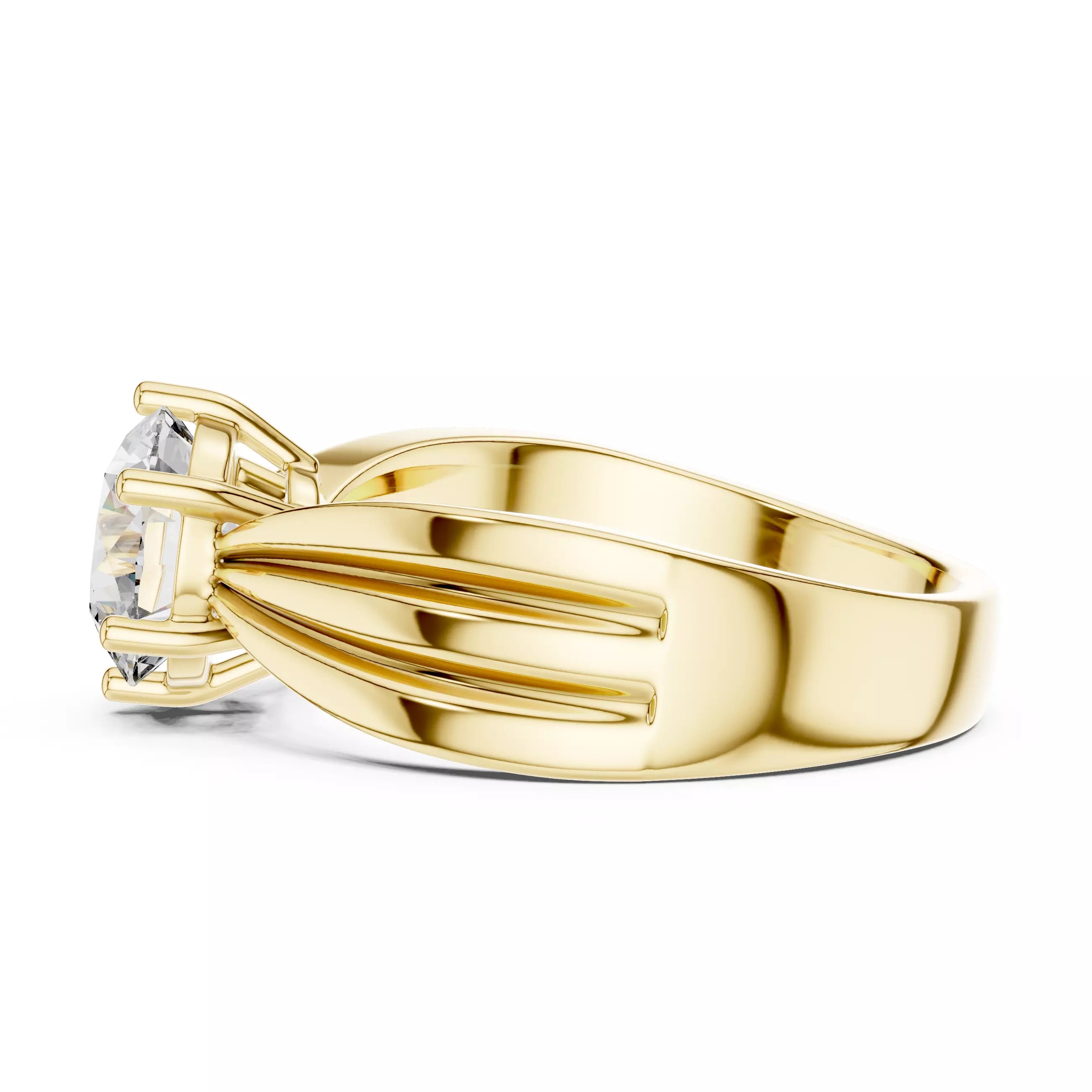 1.25ct Round Cut Solitaire Diamond Engagement Ring in Yellow Gold - detail view
