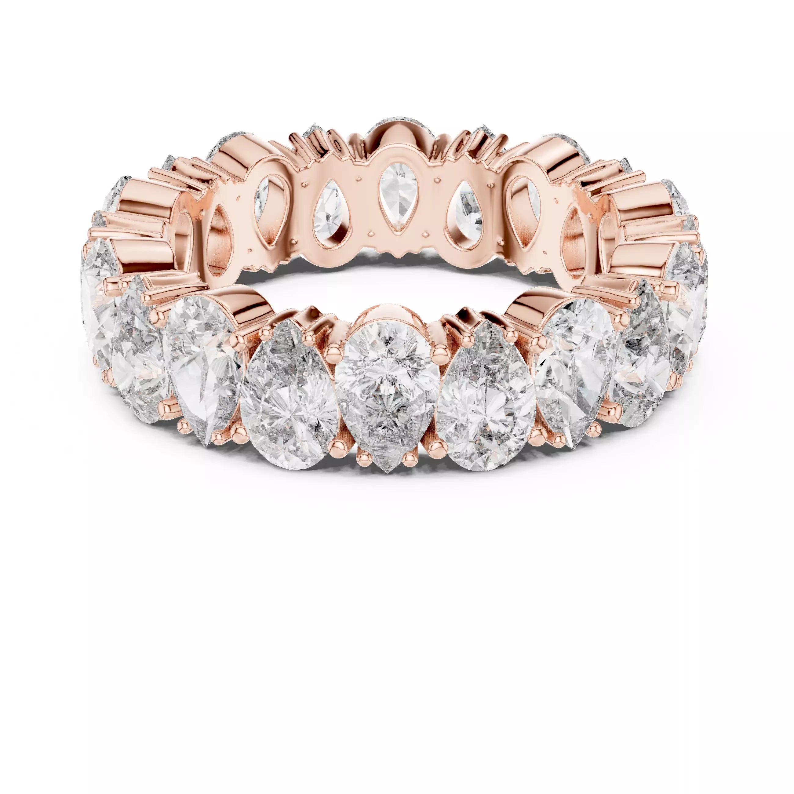 Solitaire Band Ring in Rose Gold - front view