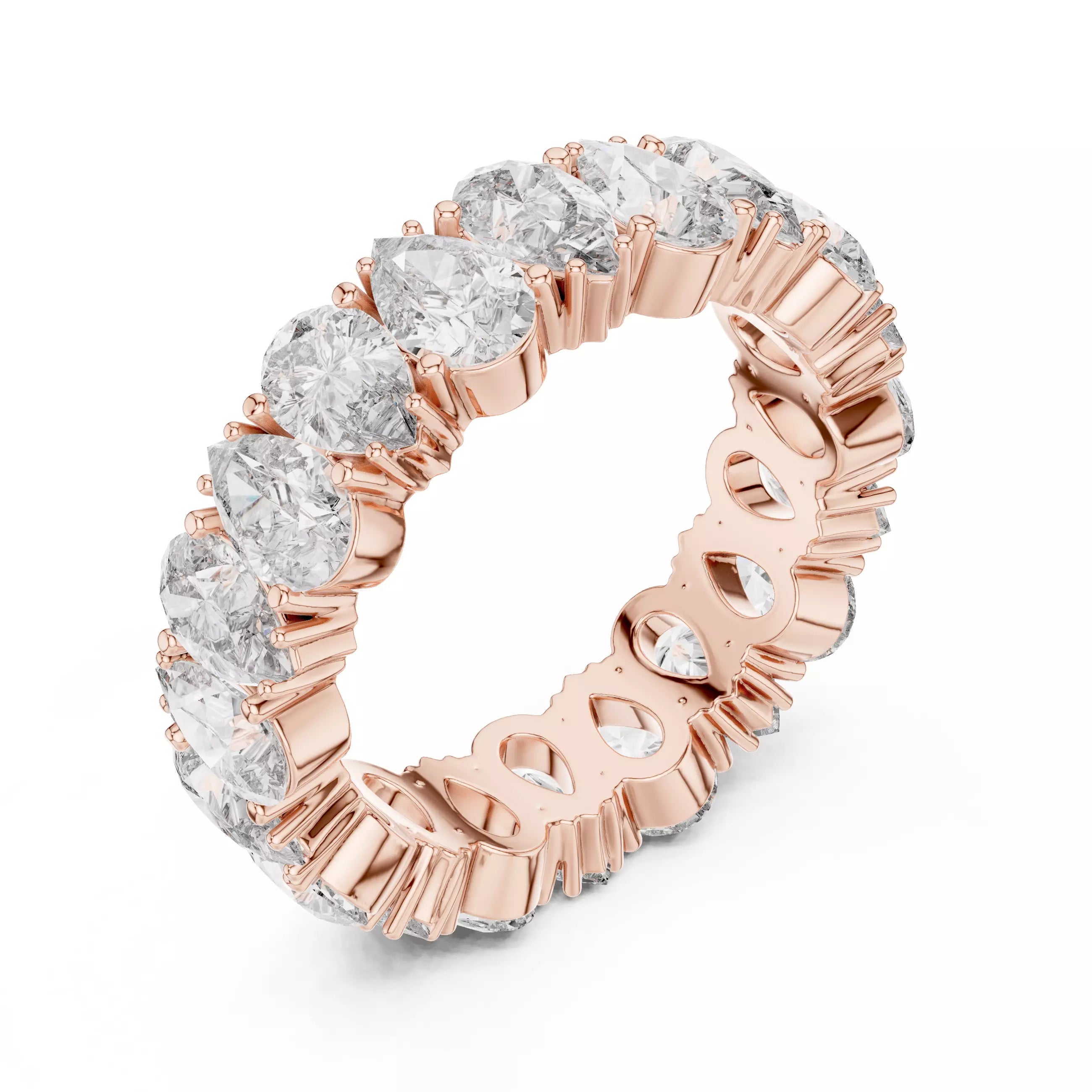 Solitaire Band Ring in Rose Gold - angle view