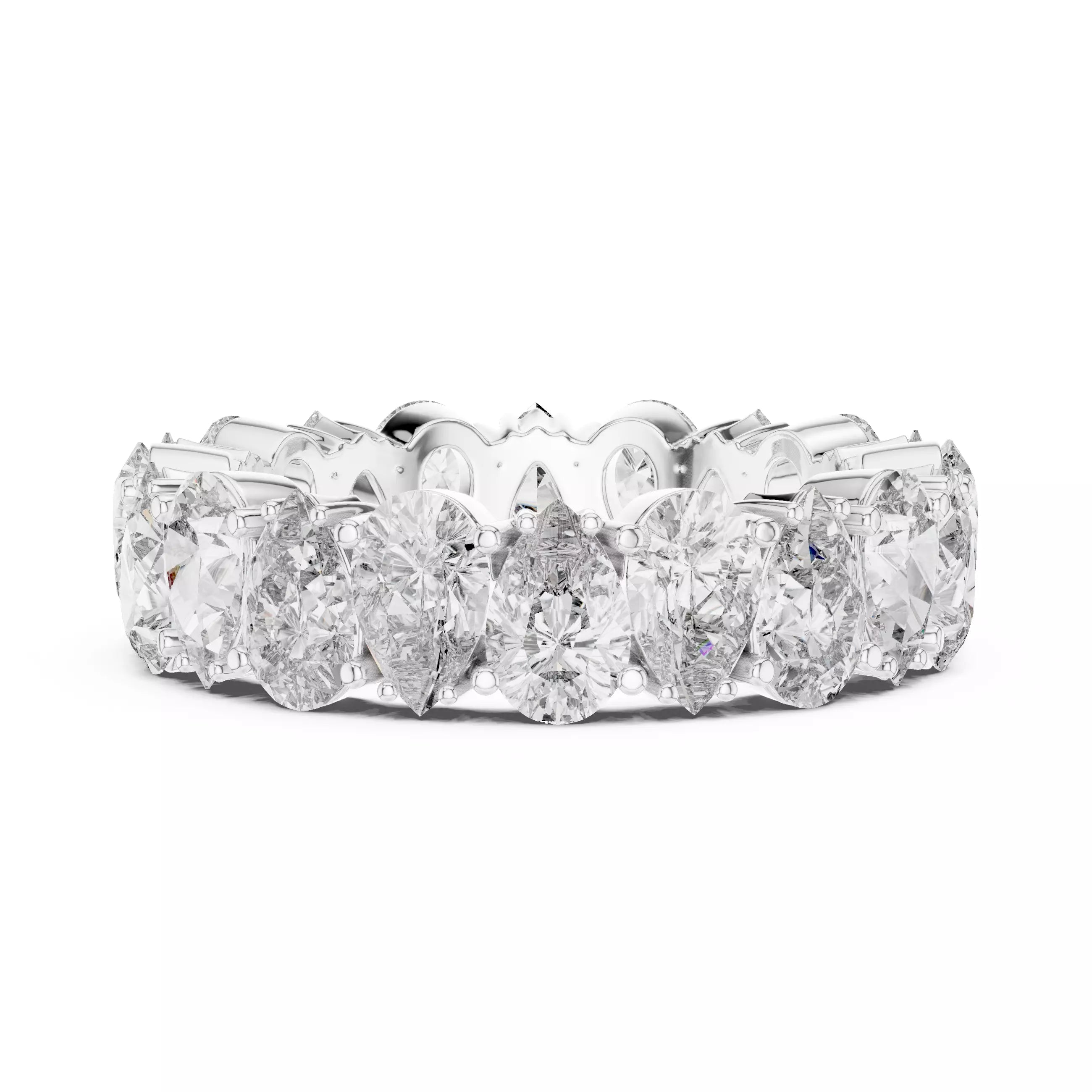 Solitaire Band Ring in White Gold - angle view
