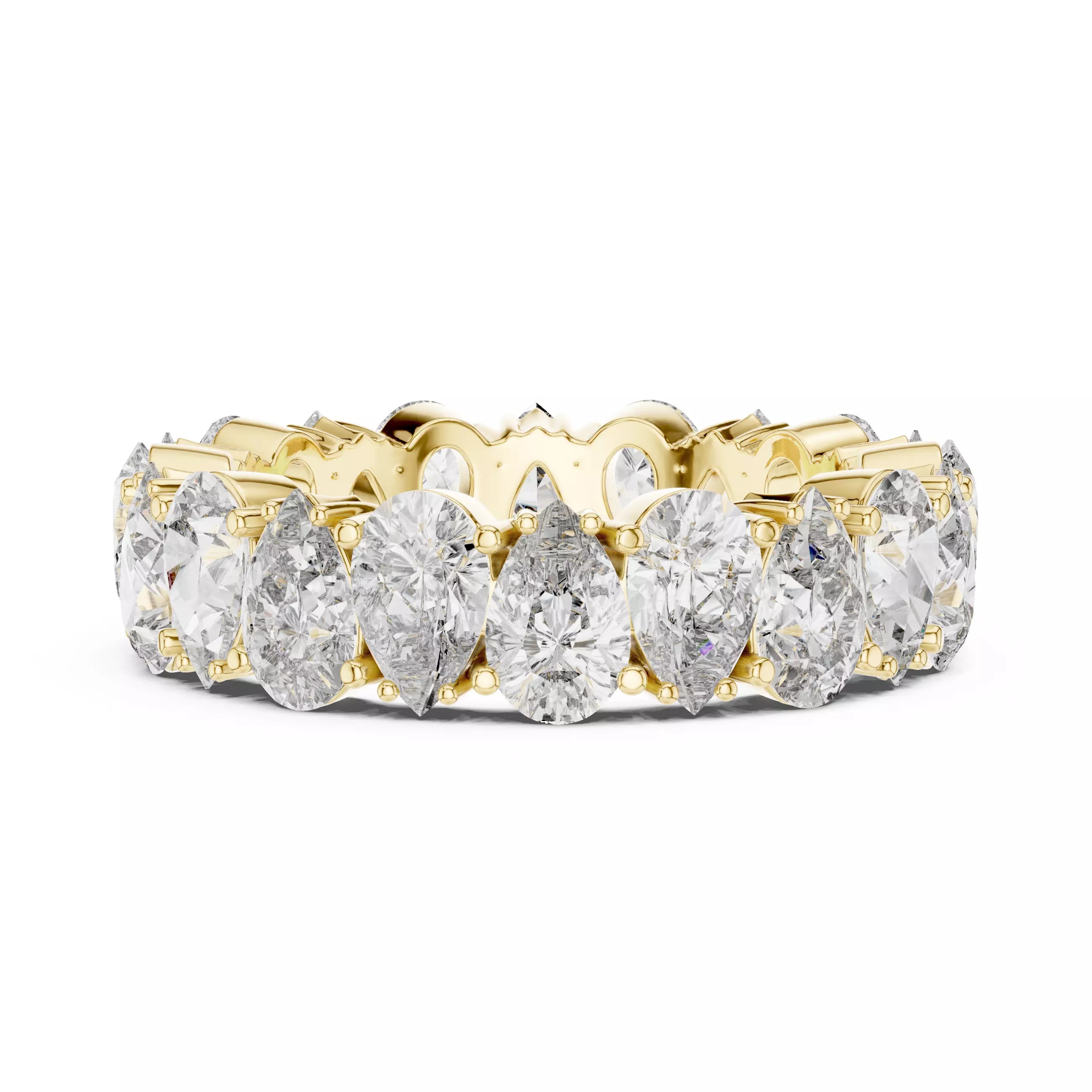 Solitaire Band Ring in Yellow Gold - front view