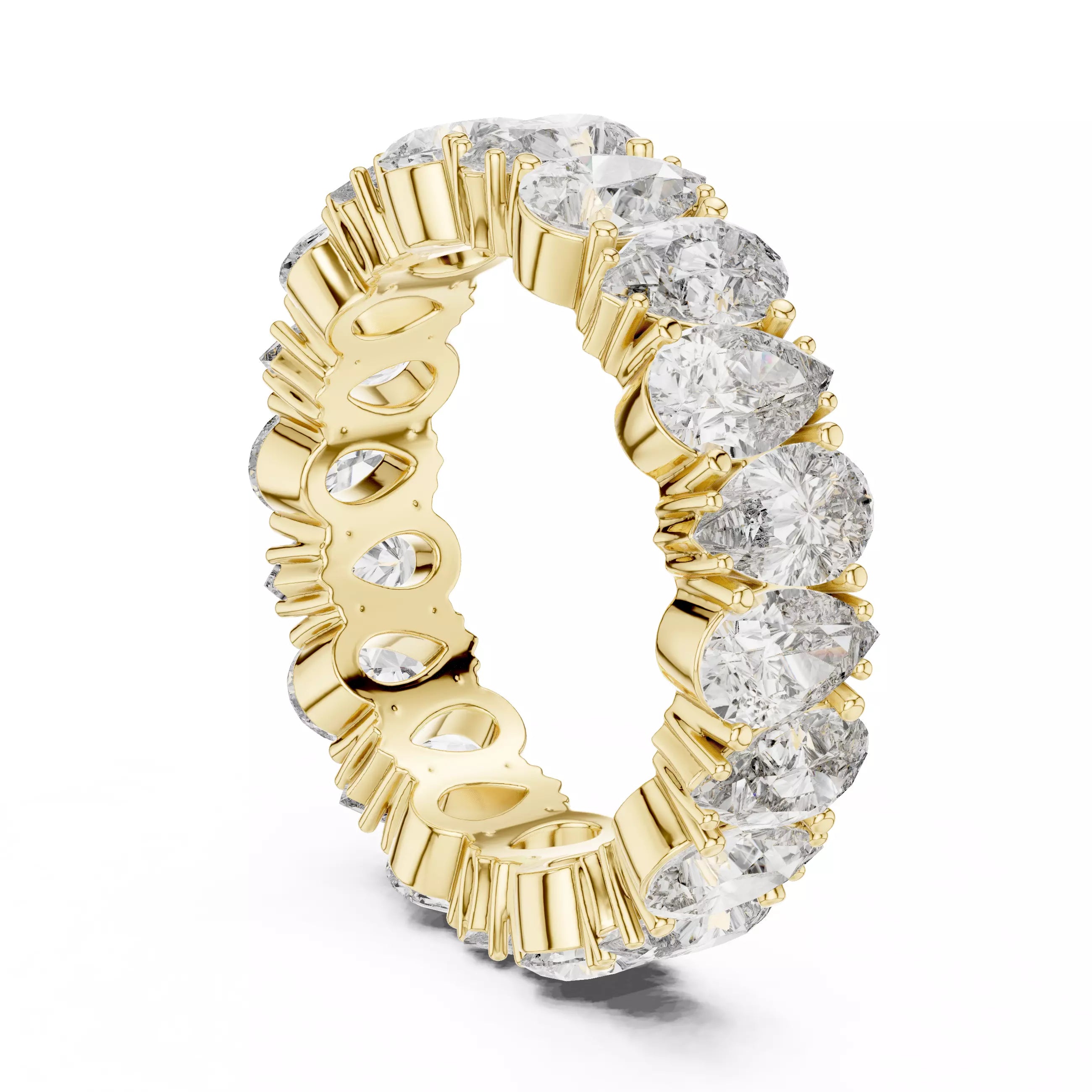 Solitaire Band Ring in Yellow Gold - angle view