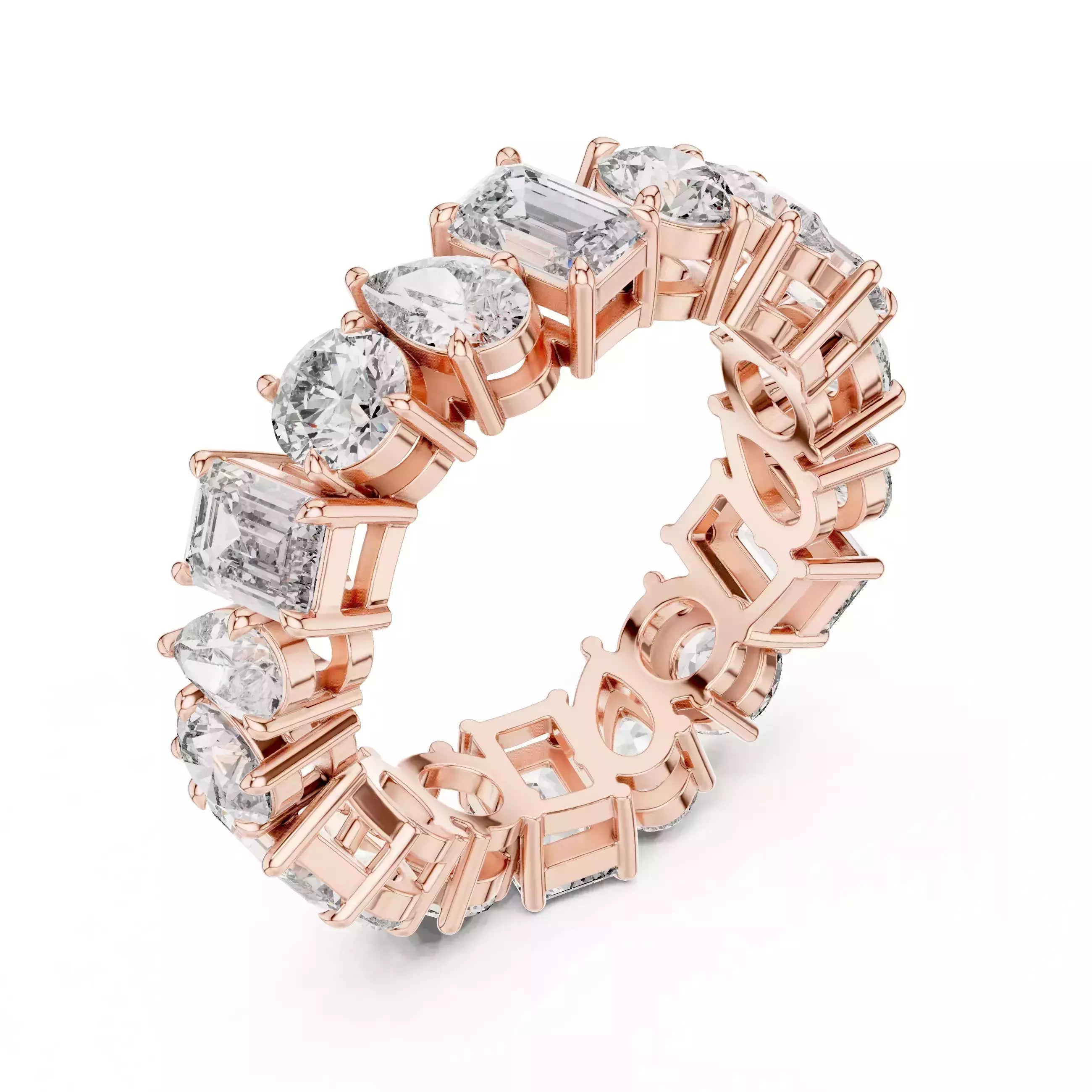 Solitaire Band Ring in Rose Gold - angle view
