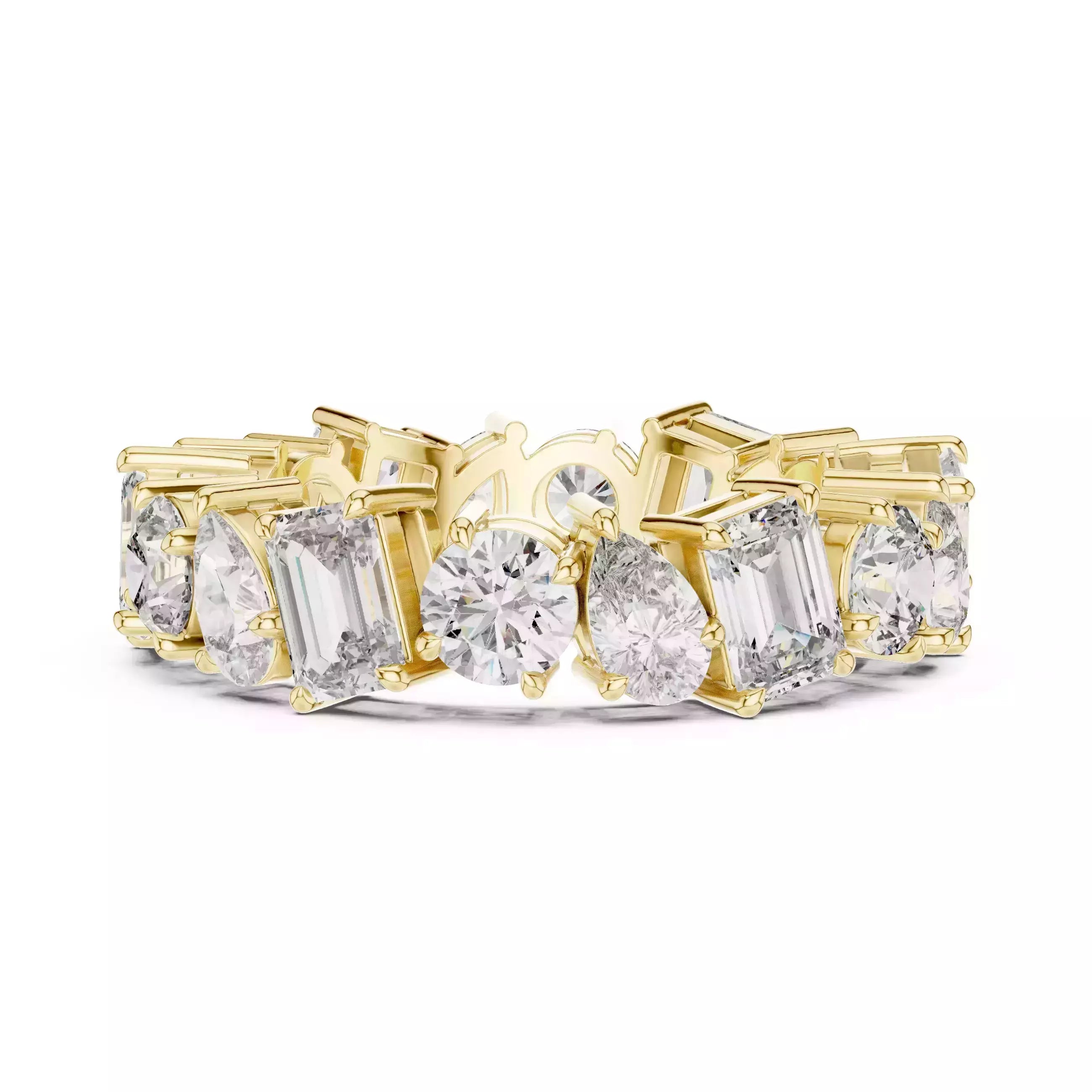 Solitaire Band Ring in Yellow Gold - front view