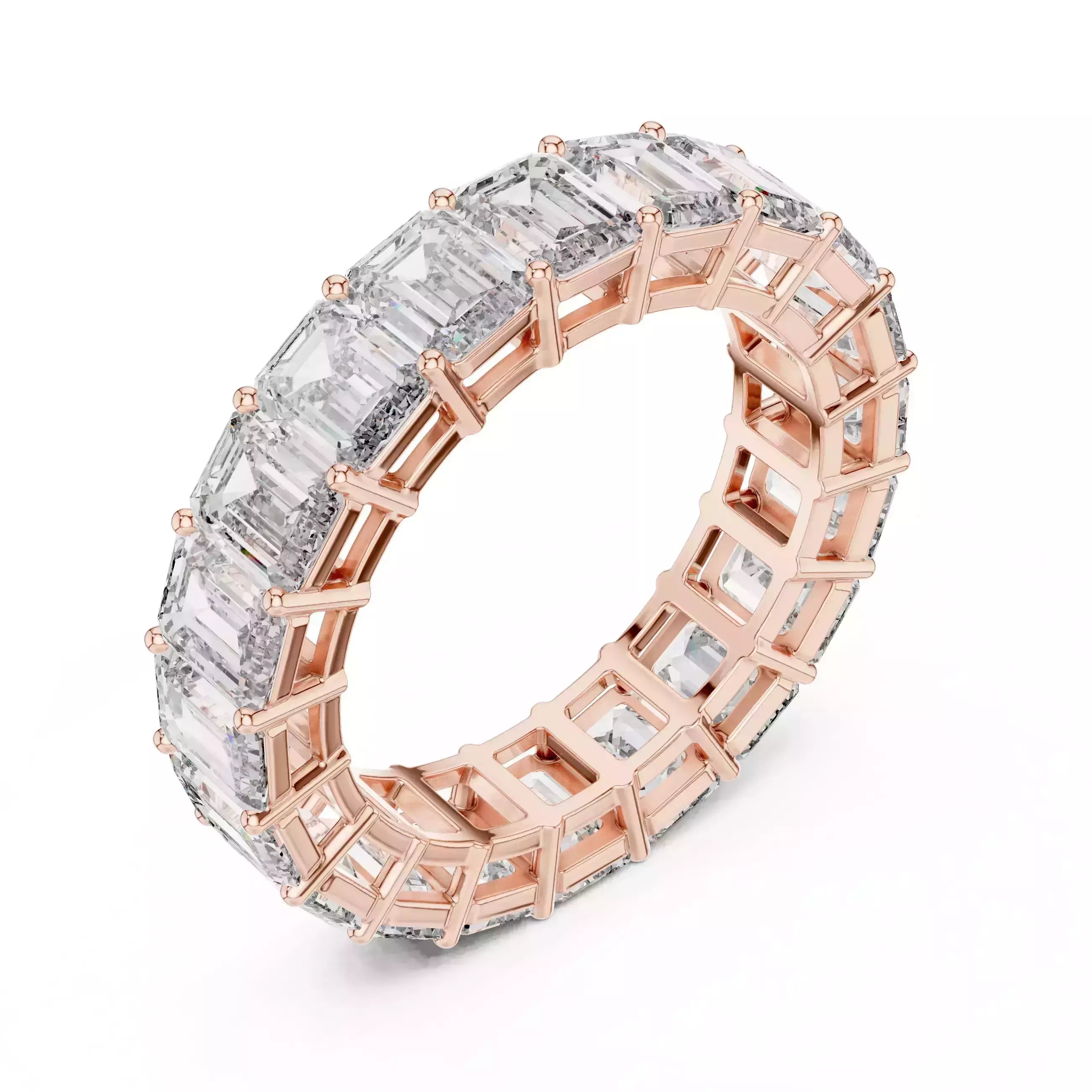 Solitaire Band Ring in Rose Gold - angle view