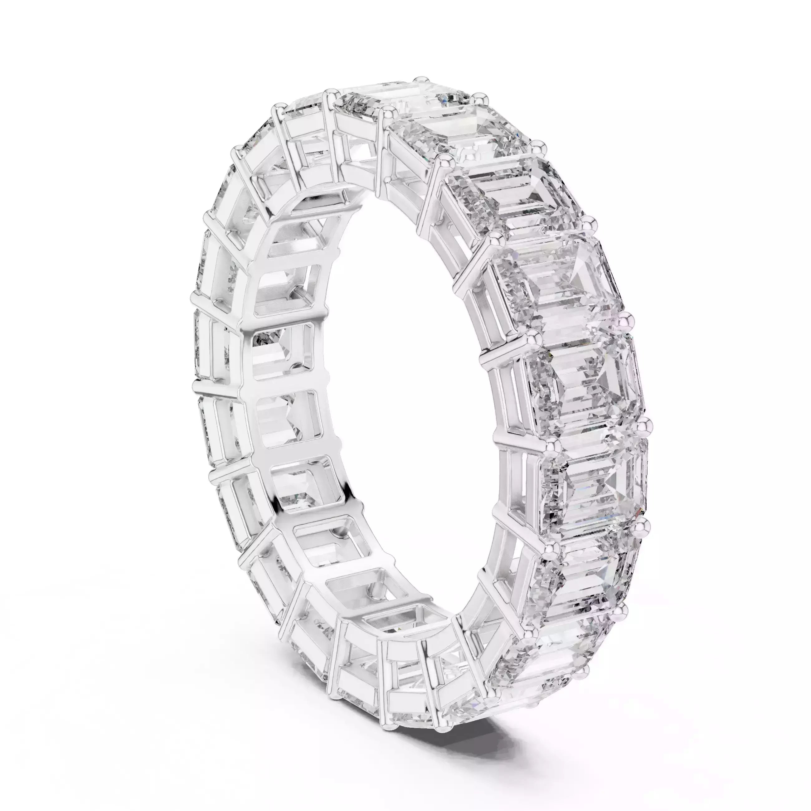 Solitaire Band Ring in White Gold - front view