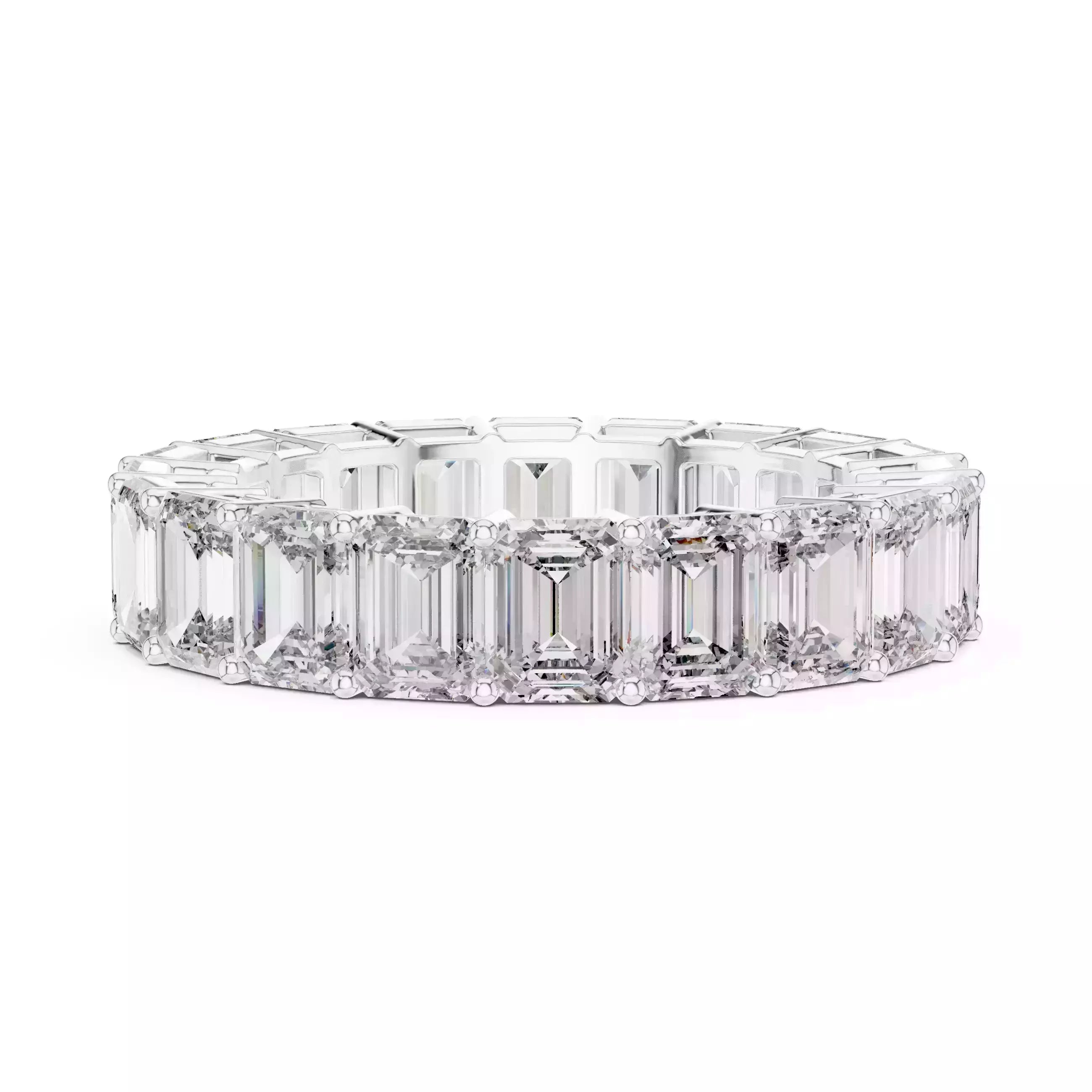 Solitaire Band Ring in White Gold - angle view