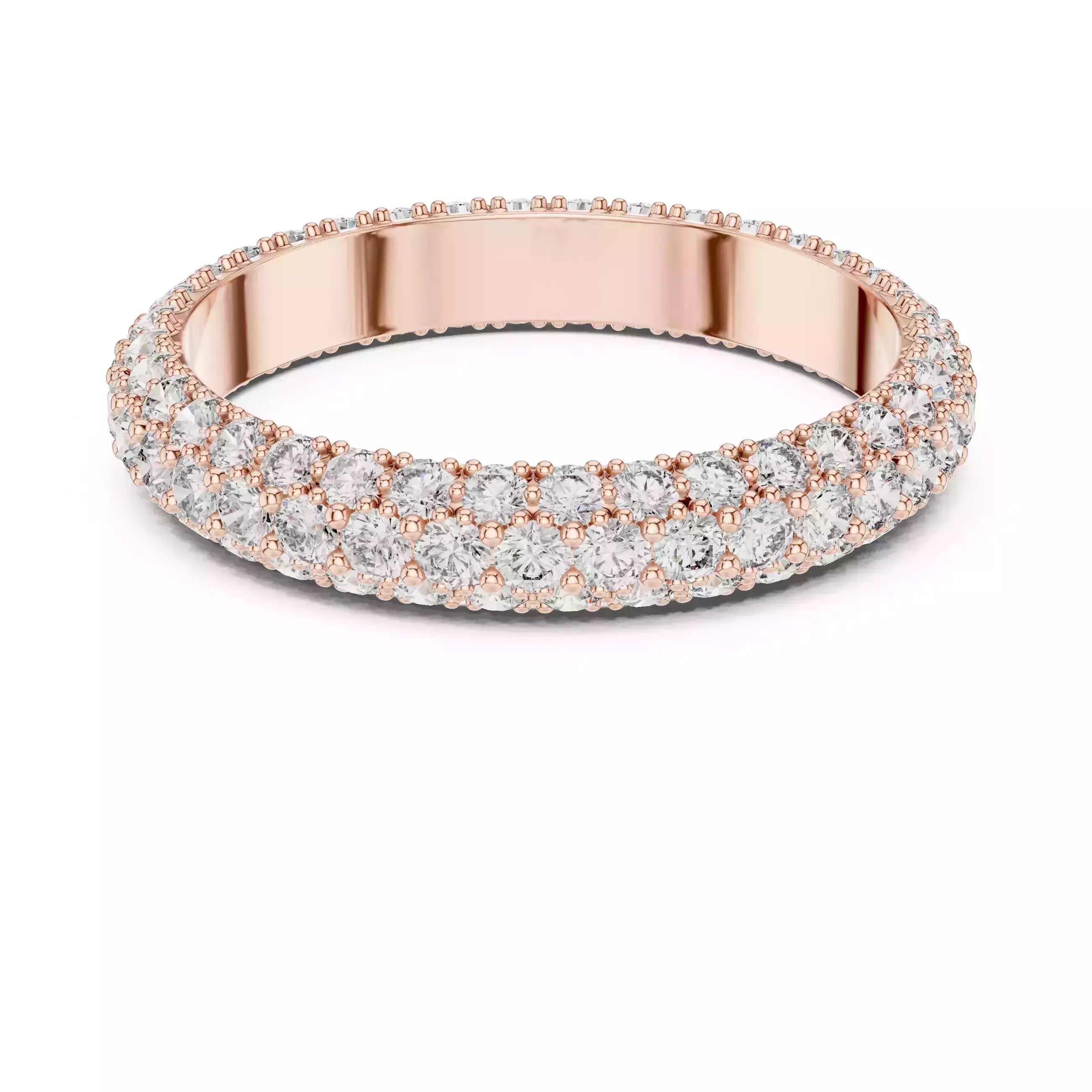 Solitaire Band Ring in Rose Gold - front view