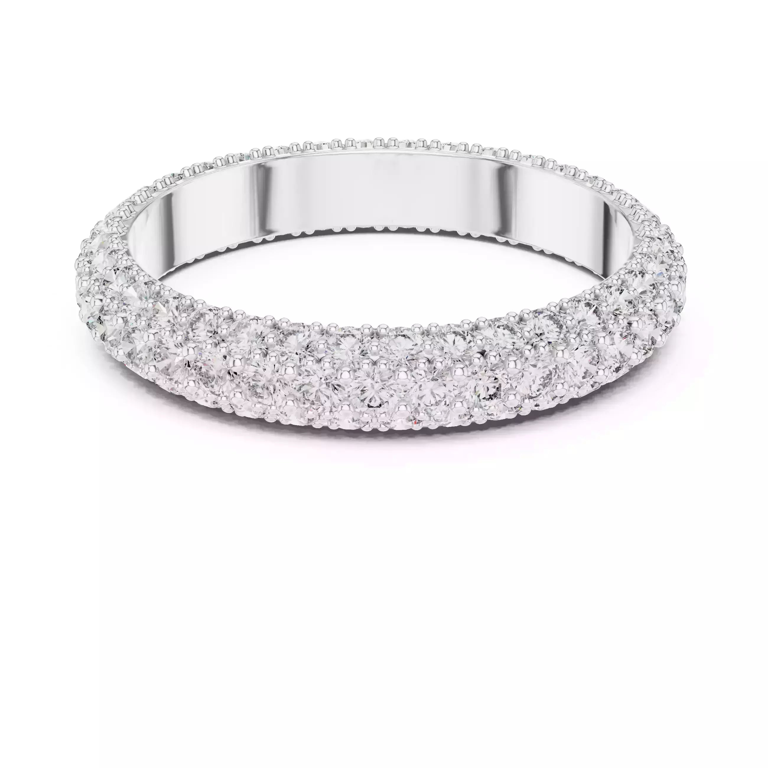 Solitaire Band Ring in White Gold - detail view