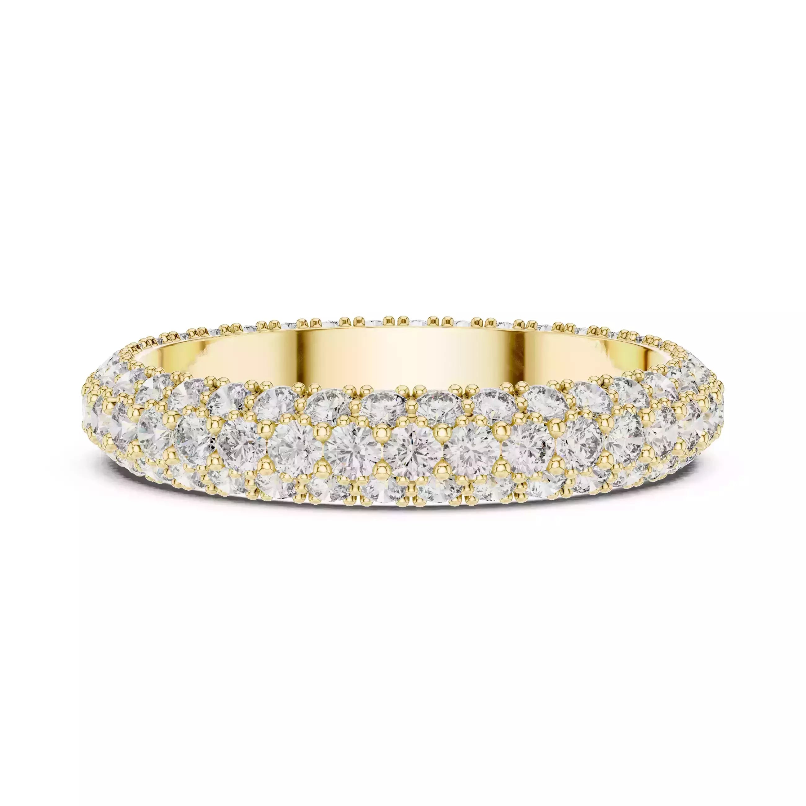 Solitaire Band Ring in Yellow Gold - front view