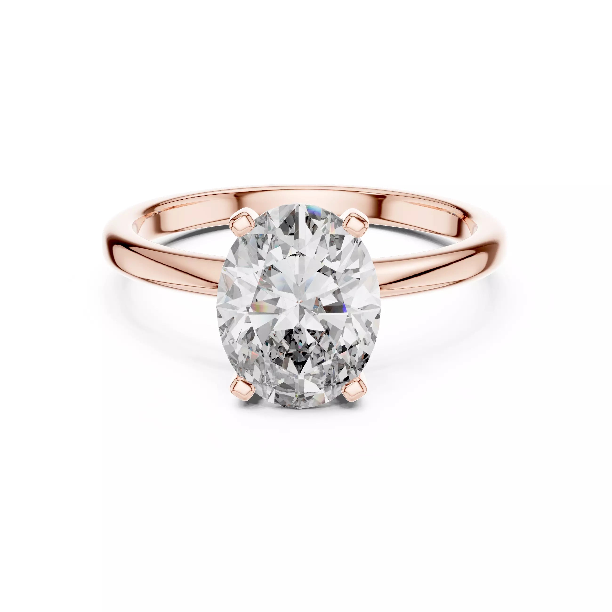 Solitaire 9x7mm Oval Cut Diamond Wedding Ring - Rose Gold