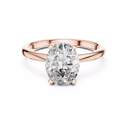 Solitaire 9x7mm Oval Cut Diamond Wedding Ring - Rose Gold