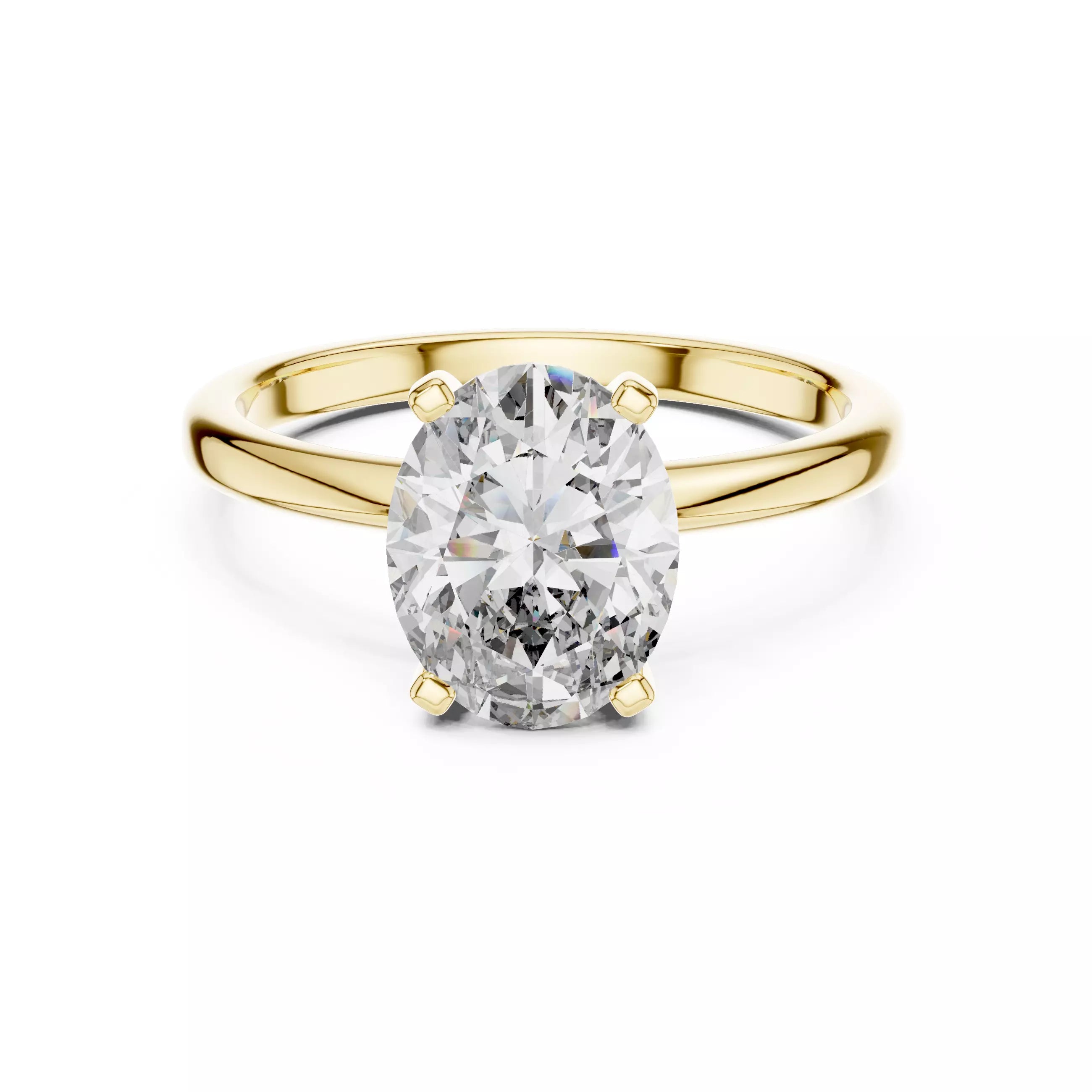 Solitaire 9x7mm Oval Cut Diamond Wedding Ring - Yellow Gold
