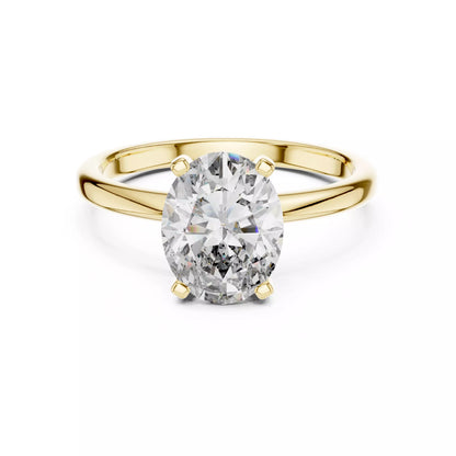 Solitaire 9x7mm Oval Cut Diamond Wedding Ring - Yellow Gold
