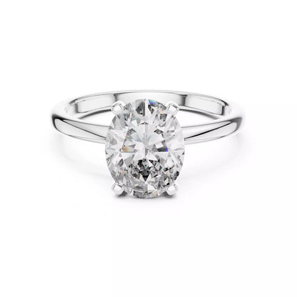 Solitaire 9x7mm Oval Cut Diamond Wedding Ring - White Gold