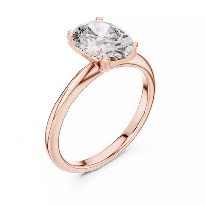 Solitaire 9x7mm Oval Cut Diamond Wedding Ring - Rose Gold