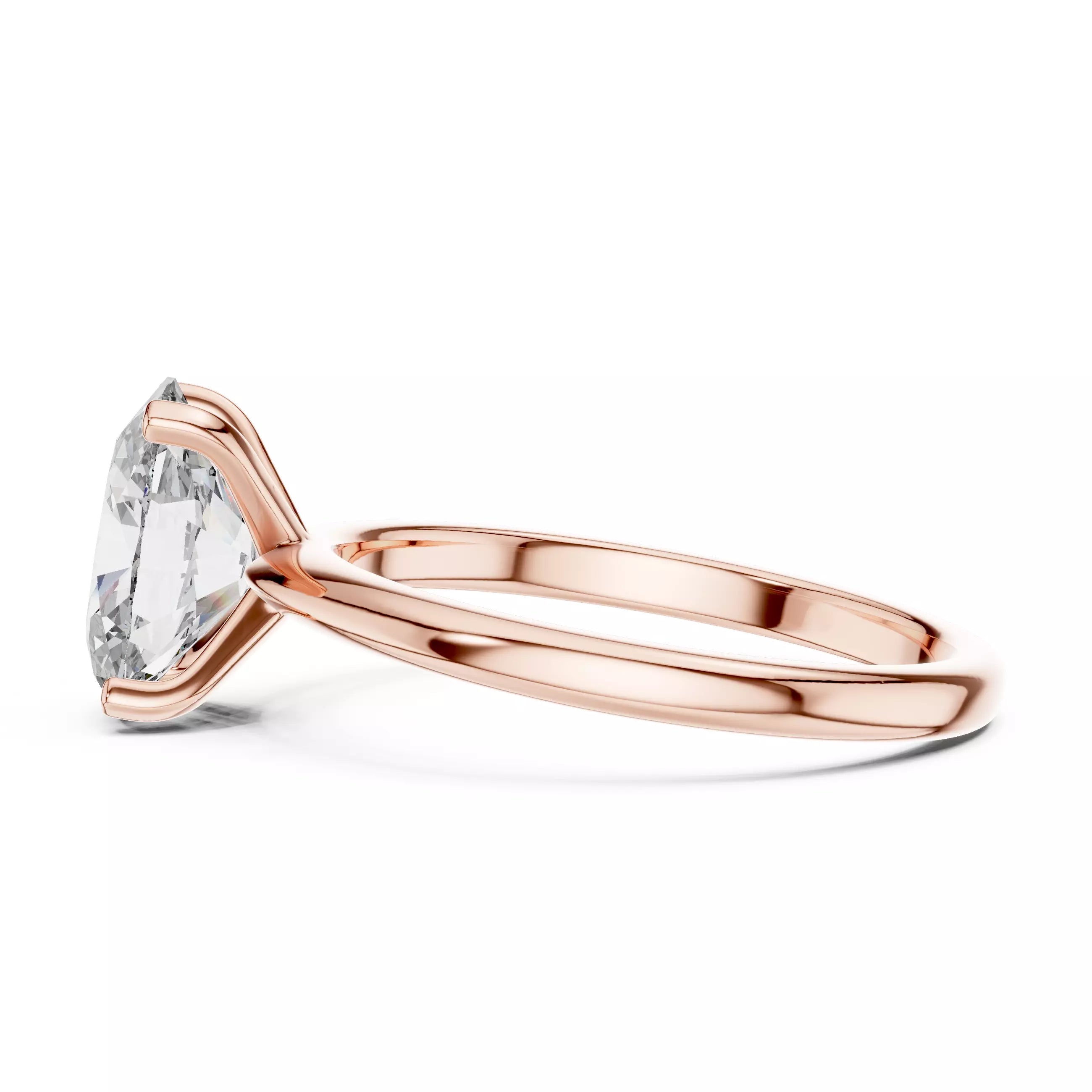 Solitaire 9x7mm Oval Cut Diamond Wedding Ring - Rose Gold