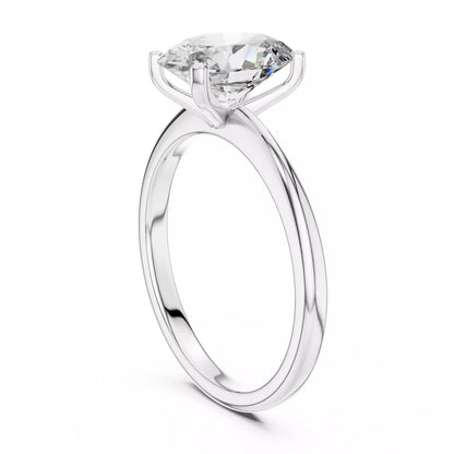 Solitaire 9x7mm Oval Cut Diamond Wedding Ring - White Gold
