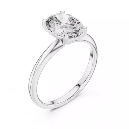 Solitaire 9x7mm Oval Cut Diamond Wedding Ring - White Gold