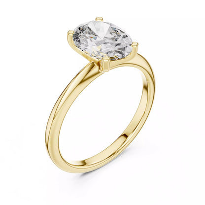 Solitaire 9x7mm Oval Cut Diamond Wedding Ring - Yellow Gold