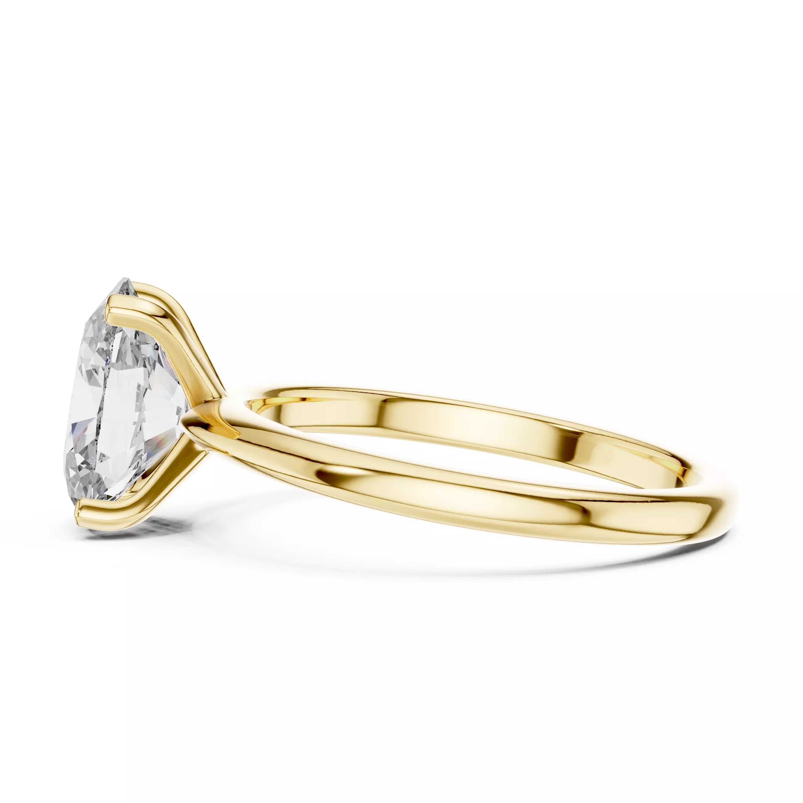Solitaire 9x7mm Oval Cut Diamond Wedding Ring - Yellow Gold