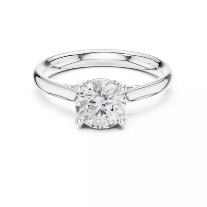 Solitaire 1.1ct Round Cut Crossover Engagement Ring in White Gold - front view