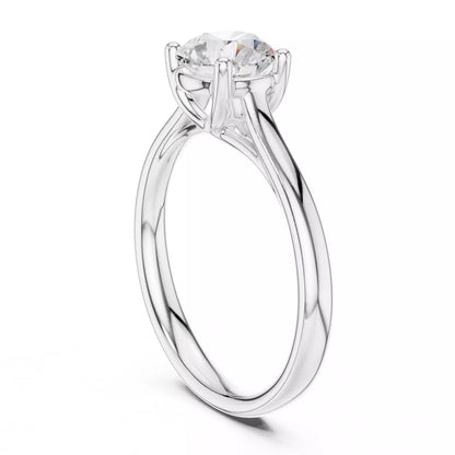 Solitaire 1.1ct Round Cut Crossover Engagement Ring in White Gold - side view