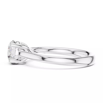 Solitaire 1.1ct Round Cut Crossover Engagement Ring in White Gold - detail view
