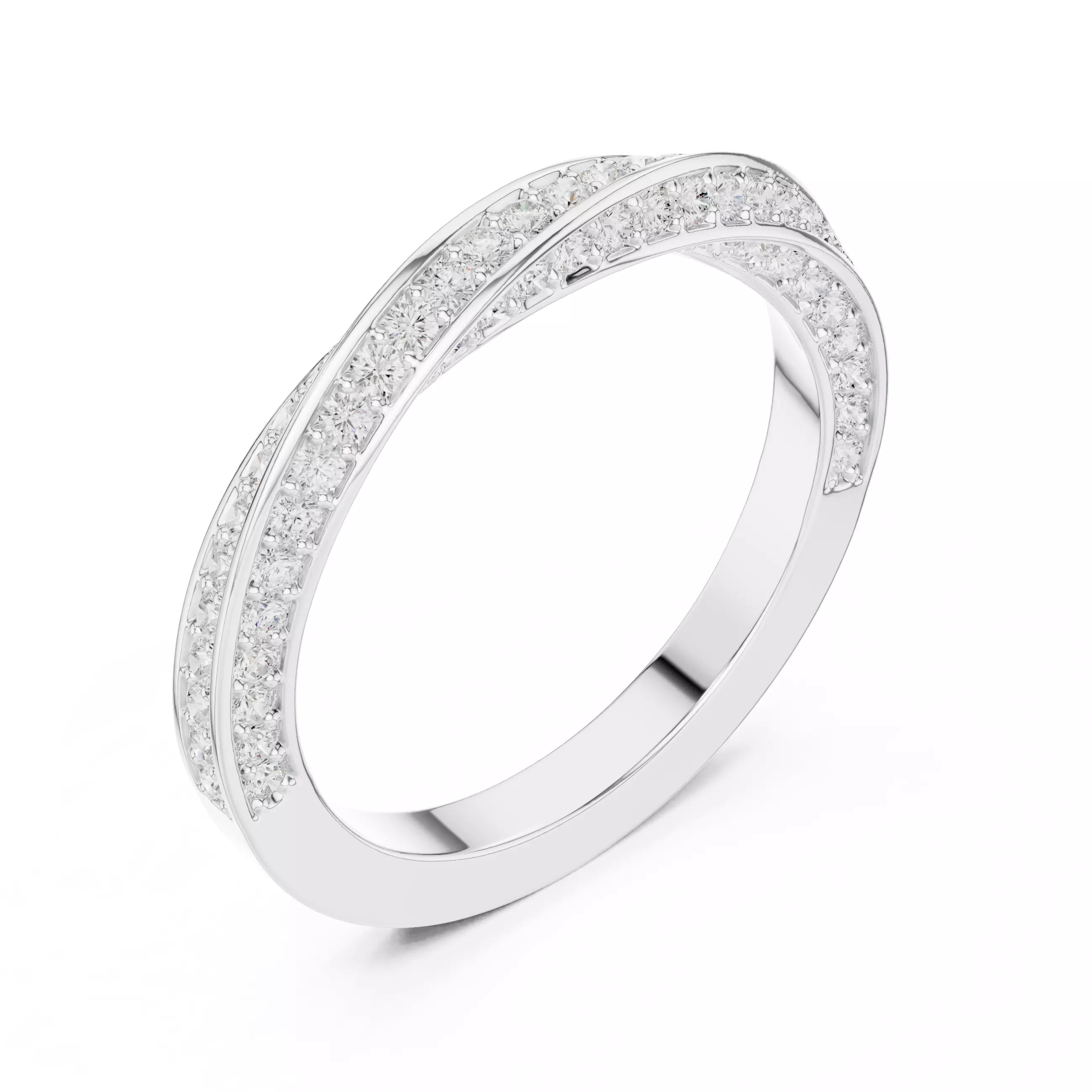 Eternity Band Ring in White Gold - side view
