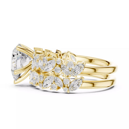 Pear Cut Diamond Half Eternity Wedding Ring Set in Yellow Gold - detail view