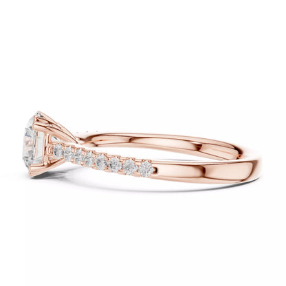 1.05ct Round Cut Pave Diamond Engagement Ring in Rose Gold - detail view