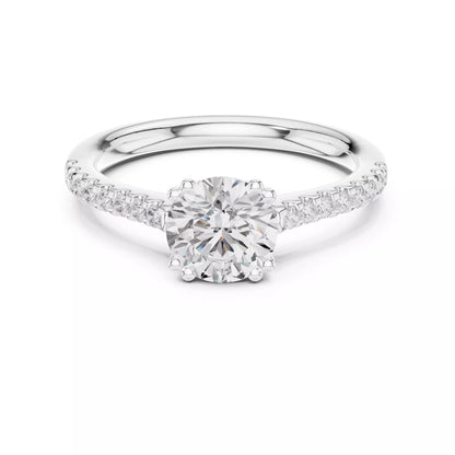 1.05ct Round Cut Pave Diamond Engagement Ring in White Gold - front view