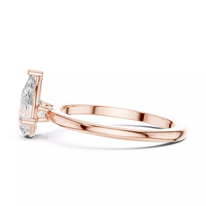 1ct Pear Cut Solitaire Diamond Engagement Ring in Rose Gold - detail view