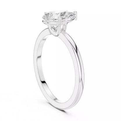 1ct Pear Cut Solitaire Diamond Engagement Ring in White Gold - side view