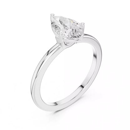 1ct Pear Cut Solitaire Diamond Engagement Ring in White Gold - angle view