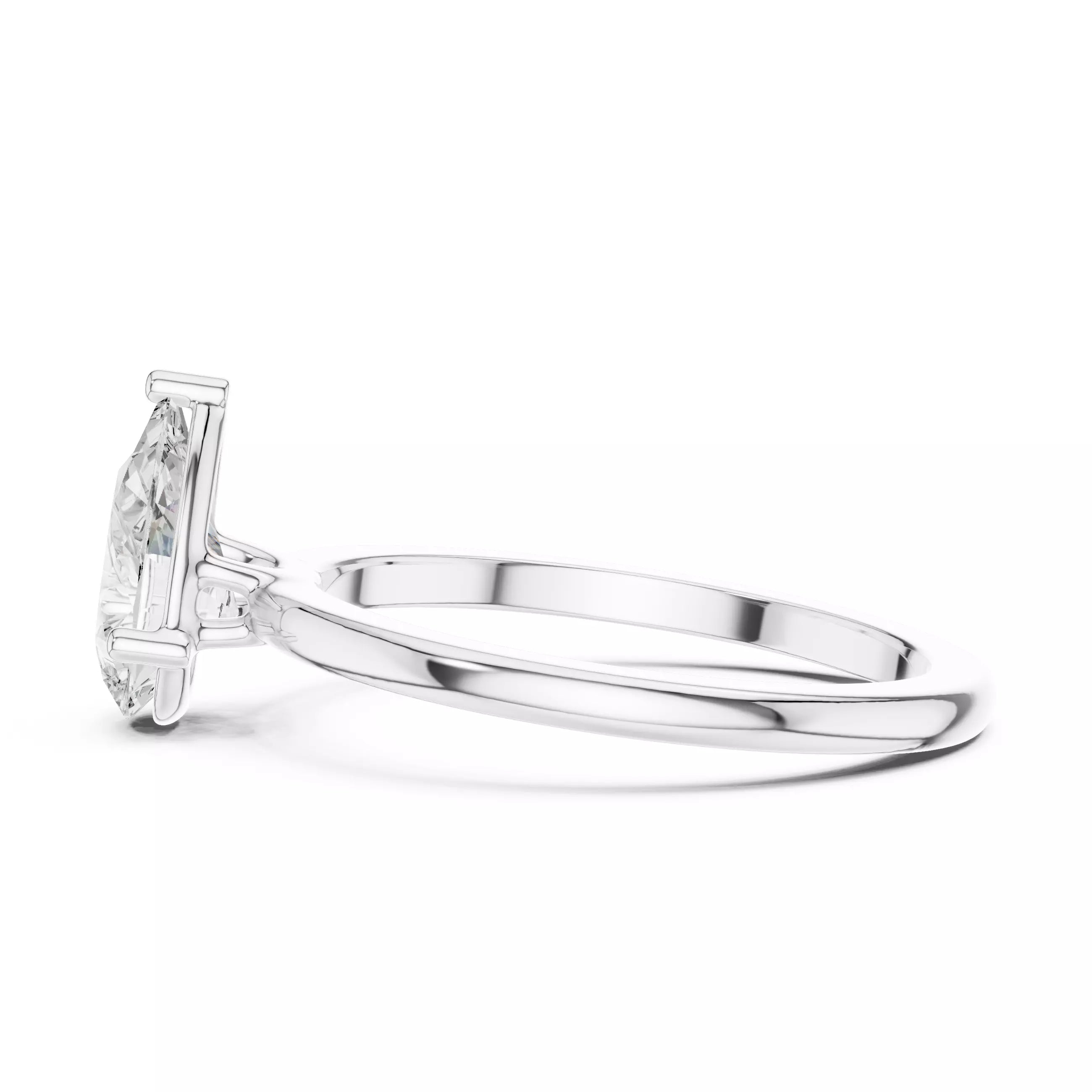 1ct Pear Cut Solitaire Diamond Engagement Ring in White Gold - detail view