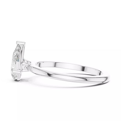 1ct Pear Cut Solitaire Diamond Engagement Ring in White Gold - detail view