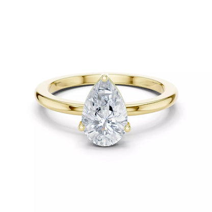 1ct Pear Cut Solitaire Diamond Engagement Ring in Yellow Gold - front view