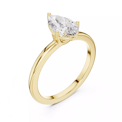 1ct Pear Cut Solitaire Diamond Engagement Ring in Yellow Gold - angle view